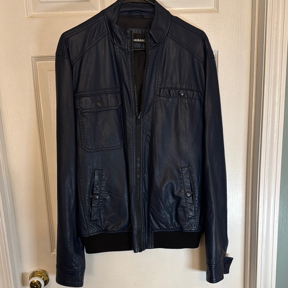 Urban Outfitters Blue Bomber Jacket with Stand-Up Collar